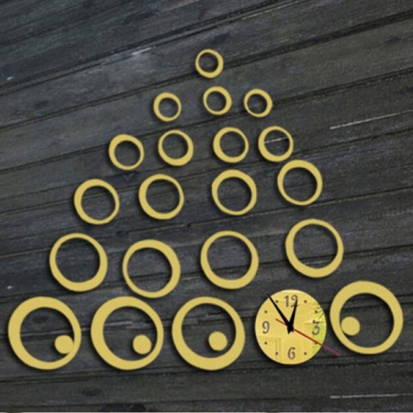 Wall Clock 3D Three-dimensional Acrylic Fashion Mirror Wall Stickers Clock DIY Circle Combination Decorative Clock (Black) - Image 4