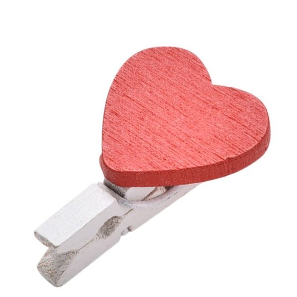 50 PCS Mini Red Heart Love Wooden Photo Paper Peg Pin Clothespin Craft Postcard Clips - Image 3