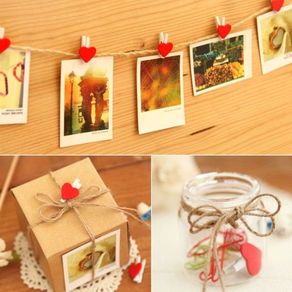 50 PCS Mini Red Heart Love Wooden Photo Paper Peg Pin Clothespin Craft Postcard Clips - Image 8