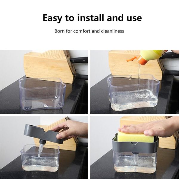 Press Soap Dispenser Kitchen Detergent Wash Presser (Gray) - Image 11