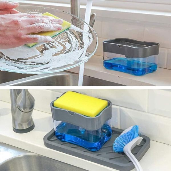 Press Soap Dispenser Kitchen Detergent Wash Presser (Gray) - Image 13