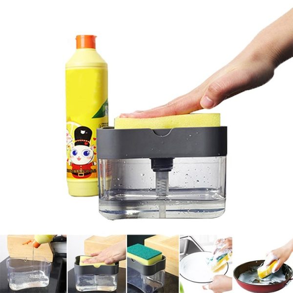 Press Soap Dispenser Kitchen Detergent Wash Presser (Gray) - Image 6
