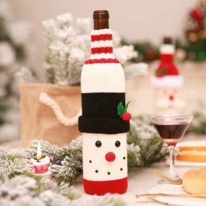 Bar Home Santa Knitted Wine Bottle Cover Table Decoration (Snowman)