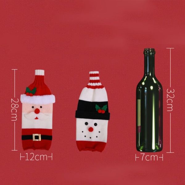 Bar Home Santa Knitted Wine Bottle Cover Table Decoration (Snowman) - Image 6