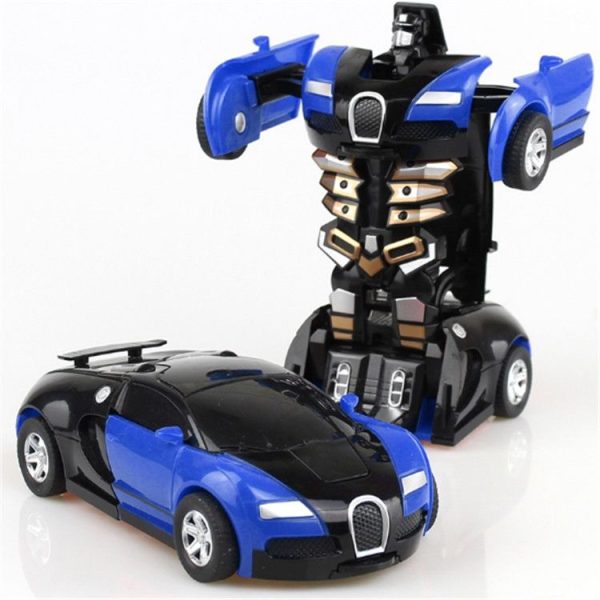One-click Transforming Toy Car Impact Deformation Toy Model Car (Blue) - Image 2