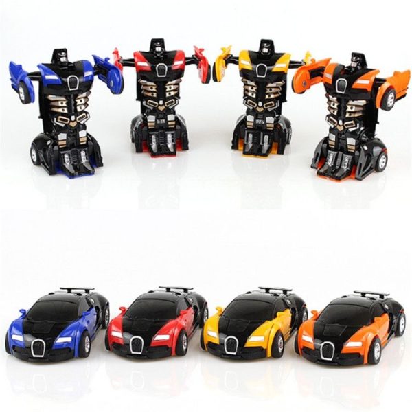 One-click Transforming Toy Car Impact Deformation Toy Model Car (Blue) - Image 3