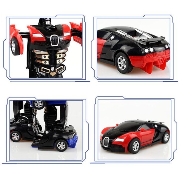 One-click Transforming Toy Car Impact Deformation Toy Model Car (Blue) - Image 7