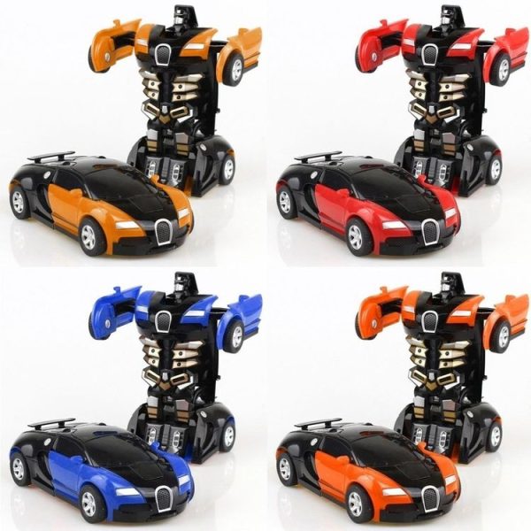 One-click Transforming Toy Car Impact Deformation Toy Model Car (Blue) - Image 8