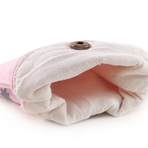 Animals Pattern Buckle Girls Diaper Sanitary Napkin Storage Canvas Bag Sanitary Pads Package Bag (Rose Red) - Image 3