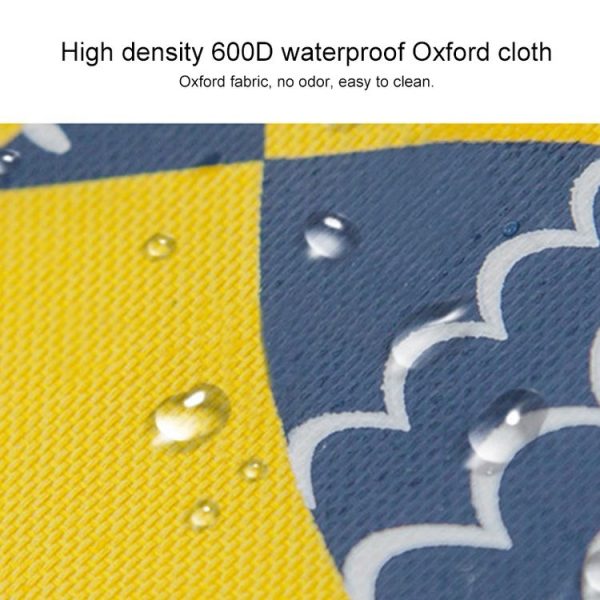Portable Lunch Bag Oxford Cloth Fish Pattern Large Capacity Container Thermal Insulated Cooler (Navy Blue) - Image 4