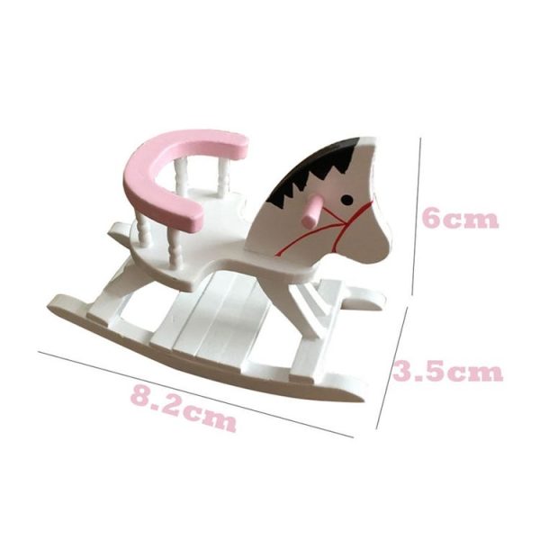 3 PCS Toy House Miniature Wooden Rocking Horse Chair Simulated Children Bedroom Decor - Image 3