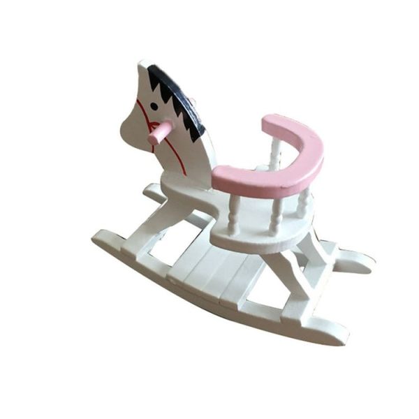3 PCS Toy House Miniature Wooden Rocking Horse Chair Simulated Children Bedroom Decor - Image 4