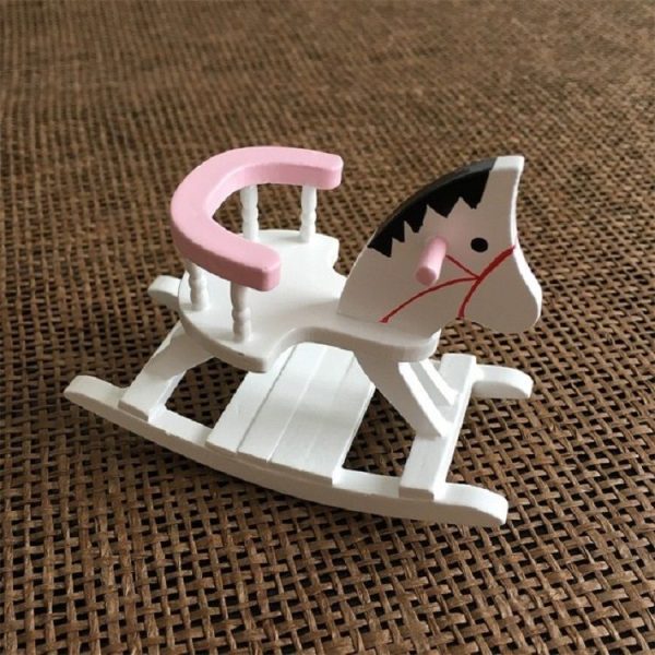 3 PCS Toy House Miniature Wooden Rocking Horse Chair Simulated Children Bedroom Decor - Image 5