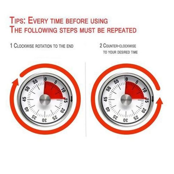 Kitchen Timer Countdown Timer with Magnetic Stainless Steel Timer, Color: 6cm Black - Image 5