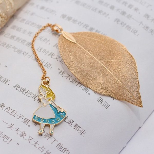 3 PCS Cute Cartoon Leaf Texture Metal Bookmark Business Gift Student Stationery (Alice) - Image 2