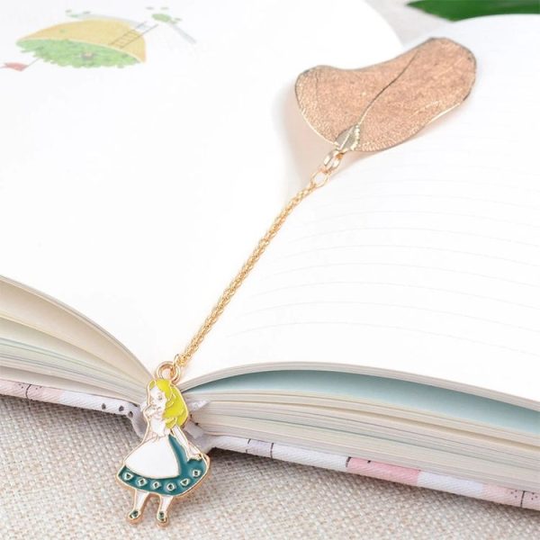 3 PCS Cute Cartoon Leaf Texture Metal Bookmark Business Gift Student Stationery (Alice) - Image 5