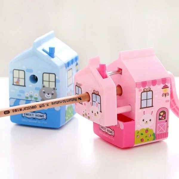 Happy Houses Hand Crank Pencil Sharpener School Stationery Office Supplies, Random Color Delivery - Image 2