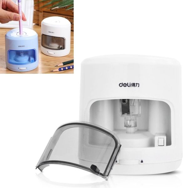 Deli Electric Pencil Sharpener Home School Mechanical Sharpener Office School Supplies (White)