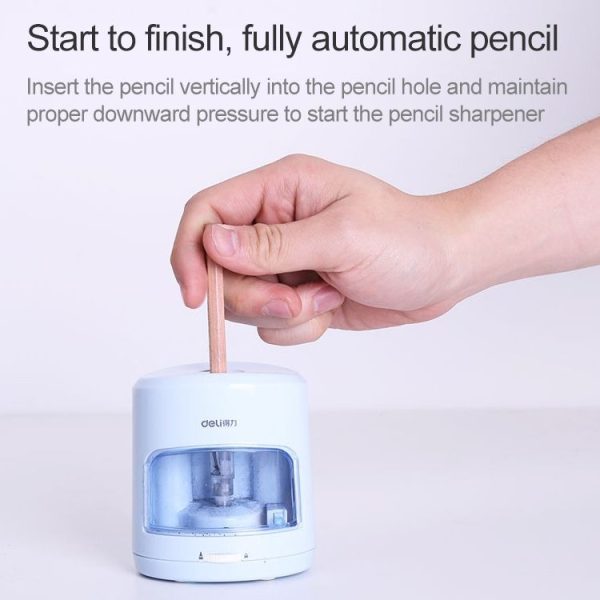 Deli Electric Pencil Sharpener Home School Mechanical Sharpener Office School Supplies (White) - Image 10