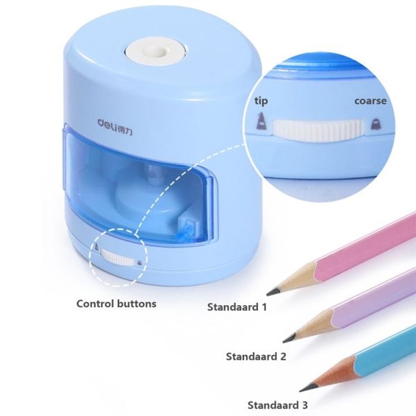 Deli Electric Pencil Sharpener Home School Mechanical Sharpener Office School Supplies (White) - Image 4