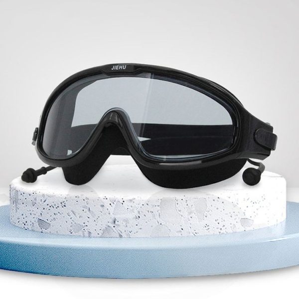 JIEHU JH8208DMJS Large Frame Waterproof and Anti-fog High-definition Eye Protection Swimming Goggles (Smoke Black)