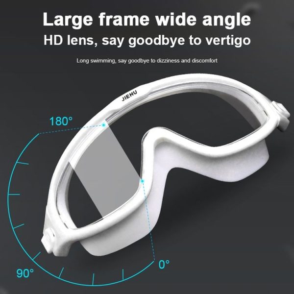 JIEHU JH8208DMJS Large Frame Waterproof and Anti-fog High-definition Eye Protection Swimming Goggles (Smoke Black) - Image 4