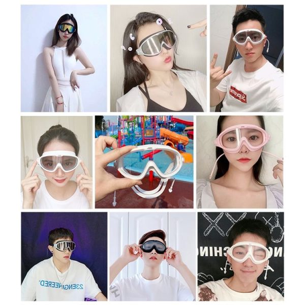 JIEHU JH8208DMJS Large Frame Waterproof and Anti-fog High-definition Eye Protection Swimming Goggles (Smoke Black) - Image 7