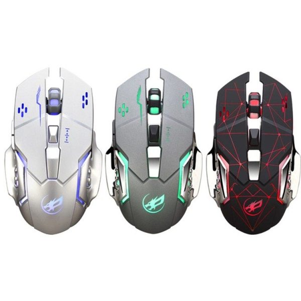 WARWOLF Q8 Wireless Rechargeable Mouse Glowing Gaming Mouse (Silver) - Image 2