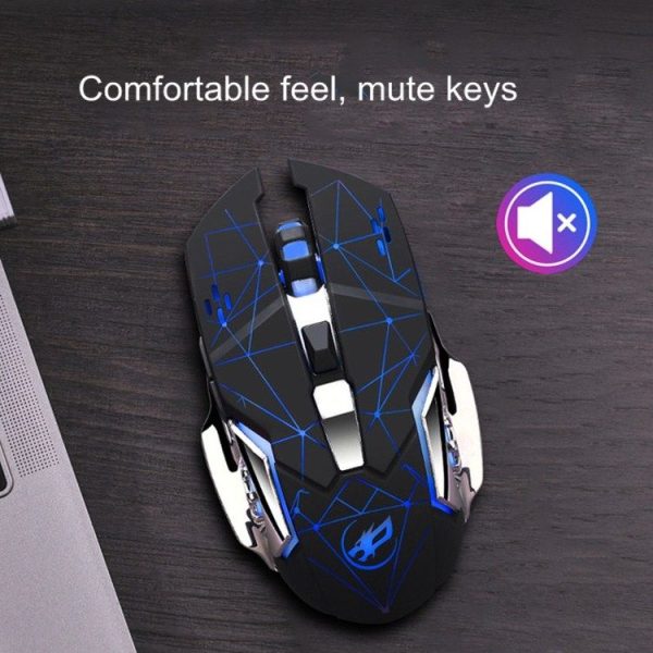 WARWOLF Q8 Wireless Rechargeable Mouse Glowing Gaming Mouse (Silver) - Image 3