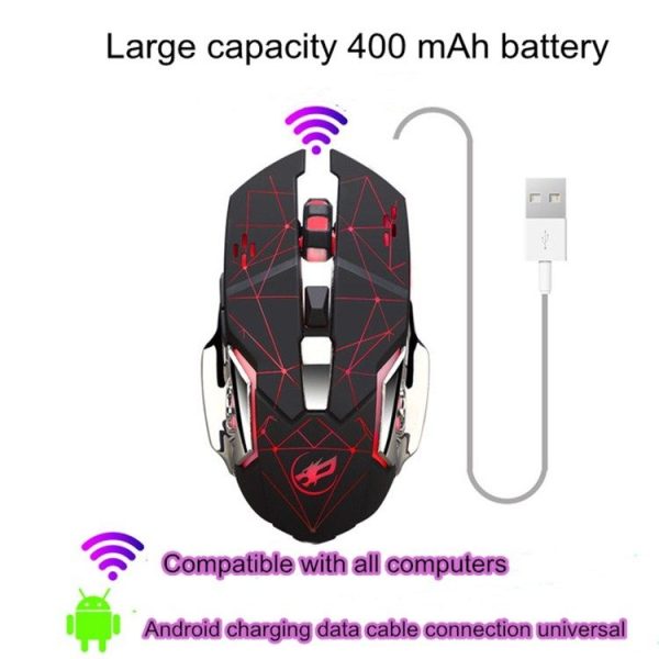 WARWOLF Q8 Wireless Rechargeable Mouse Glowing Gaming Mouse (Silver) - Image 5