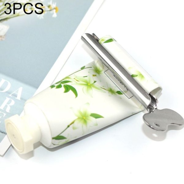 3 PCS Stainless Steel Squeezing Toothpaste Device Hair Key Squeegee Dyeing Tool Semicircular Metal Squeezer (Silver)