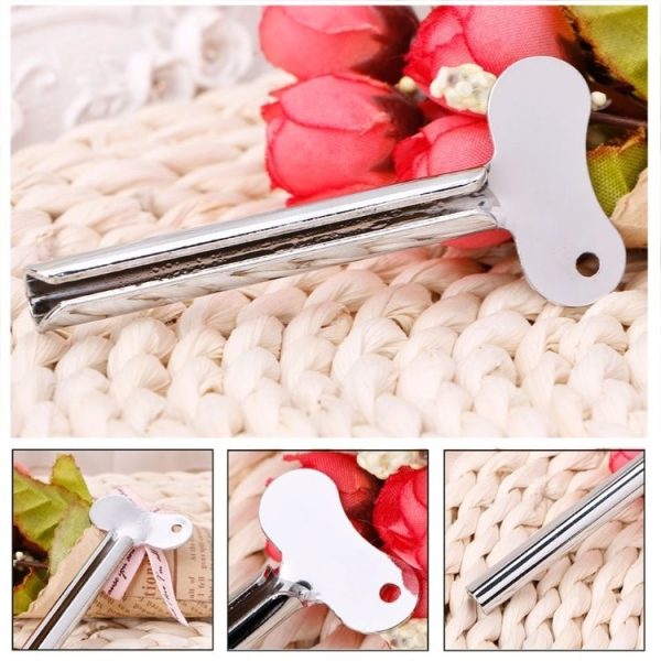 3 PCS Stainless Steel Squeezing Toothpaste Device Hair Key Squeegee Dyeing Tool Semicircular Metal Squeezer (Silver) - Image 5