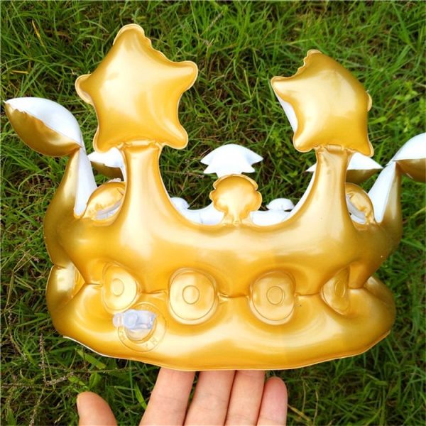 Inflatable Crown Hat Children Dress Up Toys Birthday Party Party Decoration Props, Size: Small 20x15cm (Gold) - Image 5