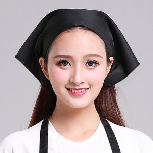 Waiter Men and Women Kitchen Work Turban Hat Triangle Scarf Chef Hat, Size: Adjustable (Black Sticky Buckle)