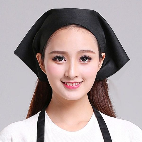 Waiter Men and Women Kitchen Work Turban Hat Triangle Scarf Chef Hat, Size: Adjustable (Black Sticky Buckle) - Image 2
