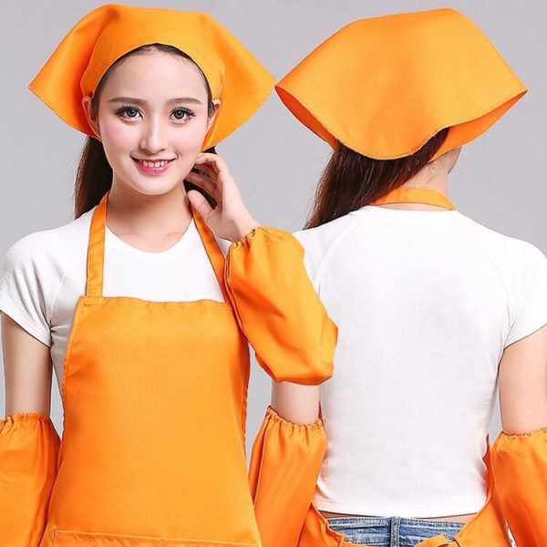Waiter Men and Women Kitchen Work Turban Hat Triangle Scarf Chef Hat, Size: Adjustable (Black Sticky Buckle) - Image 3