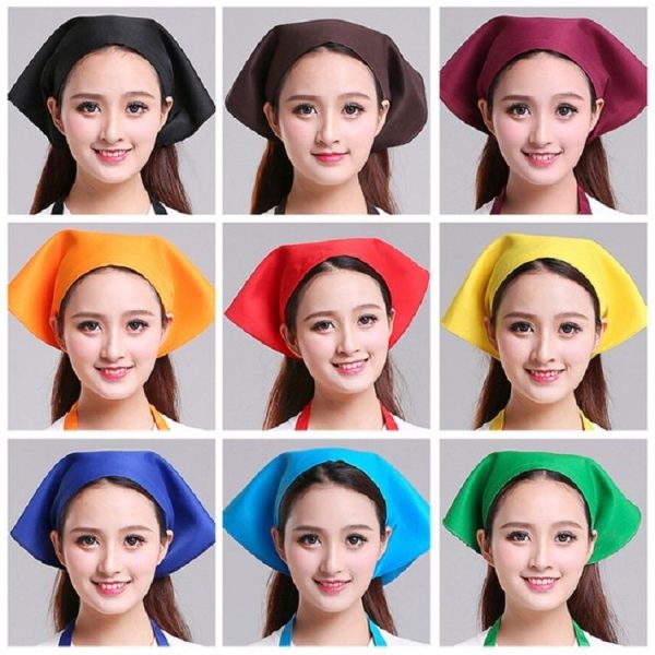 Waiter Men and Women Kitchen Work Turban Hat Triangle Scarf Chef Hat, Size: Adjustable (Black Sticky Buckle) - Image 6