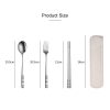 Stainless Steel Tableware Student Office Worker Portable Tableware Set, Specification: 3 PCS / Set, Color: Gold - Image 4