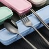 Stainless Steel Tableware Student Office Worker Portable Tableware Set, Specification: 3 PCS / Set, Color: Gold - Image 6
