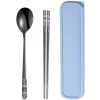 Stainless Steel Tableware Student Office Worker Portable Tableware Set, Specification: 2 PCS / Set, Color: Black