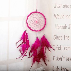 Creative Weaving Crafts Car Ornaments Dreamcatcher Wall Hanging Jewelry (Rose Red)