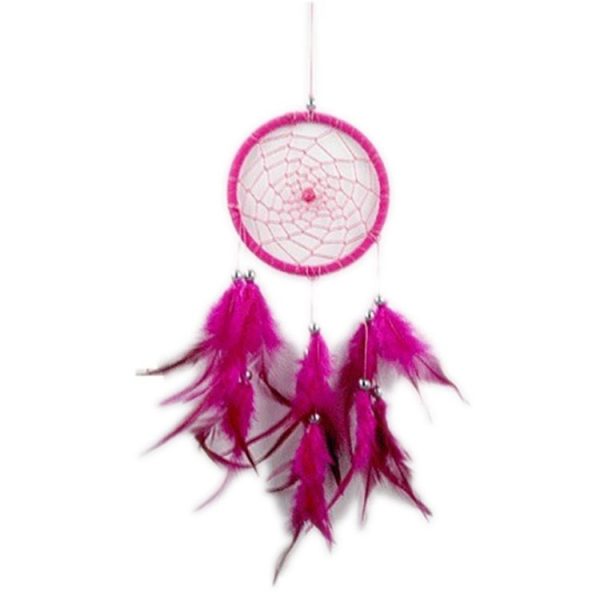 Creative Weaving Crafts Car Ornaments Dreamcatcher Wall Hanging Jewelry (Rose Red) - Image 3