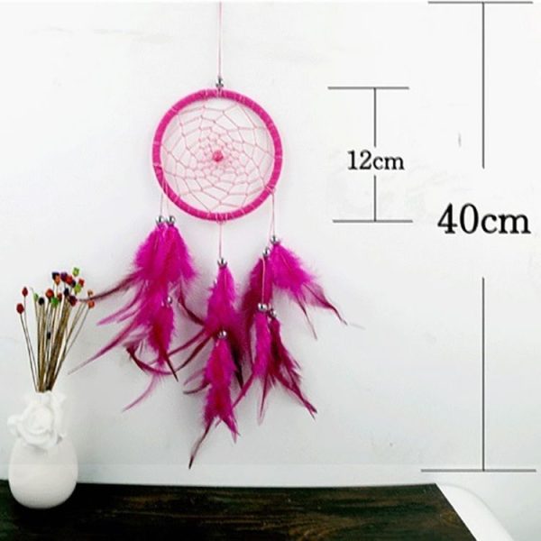 Creative Weaving Crafts Car Ornaments Dreamcatcher Wall Hanging Jewelry (Rose Red) - Image 5