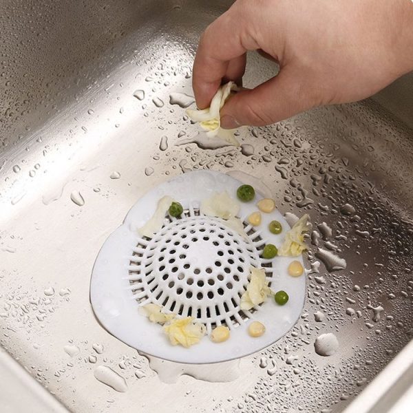 Silicone Kitchen Sink Strainer Bathroom Hair Catcher (White)