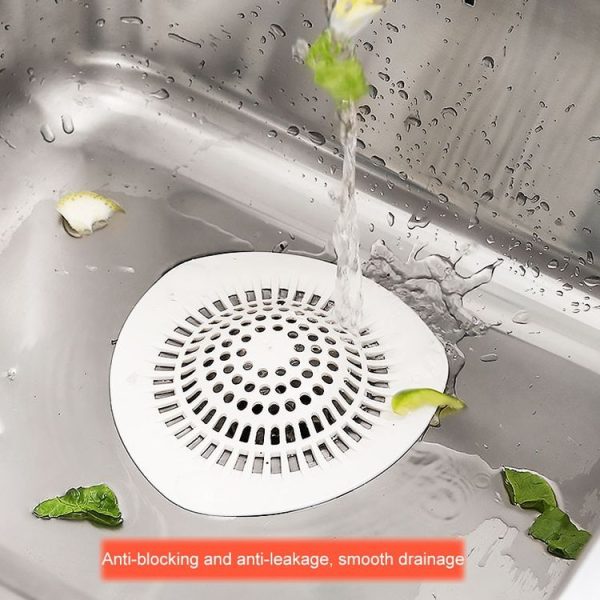 Silicone Kitchen Sink Strainer Bathroom Hair Catcher (White) - Image 5