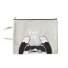 Cute Small Fresh Cartoon Cat A4 File Bag School Office Supplies Canvas Storage Bag (Grey) - Image 2