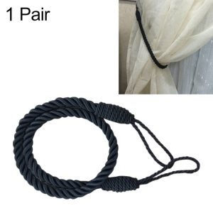 1 Pair Hand-wound Curtain Straps Curtain Rope Curtain Tassels Straps (Black)