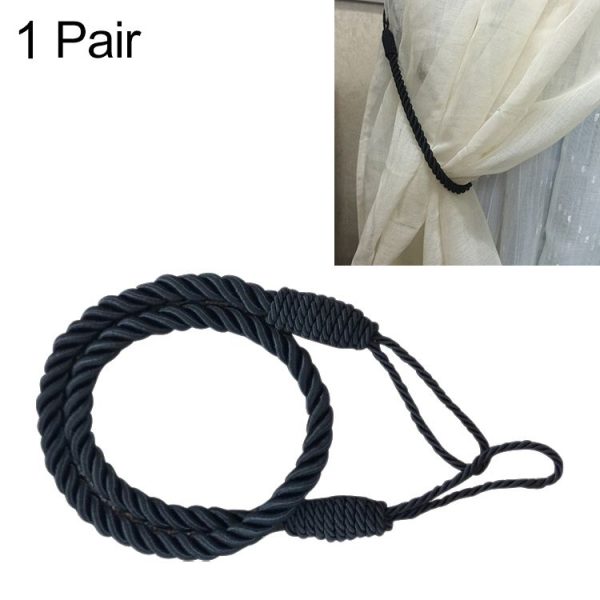 1 Pair Hand-wound Curtain Straps Curtain Rope Curtain Tassels Straps (Black)