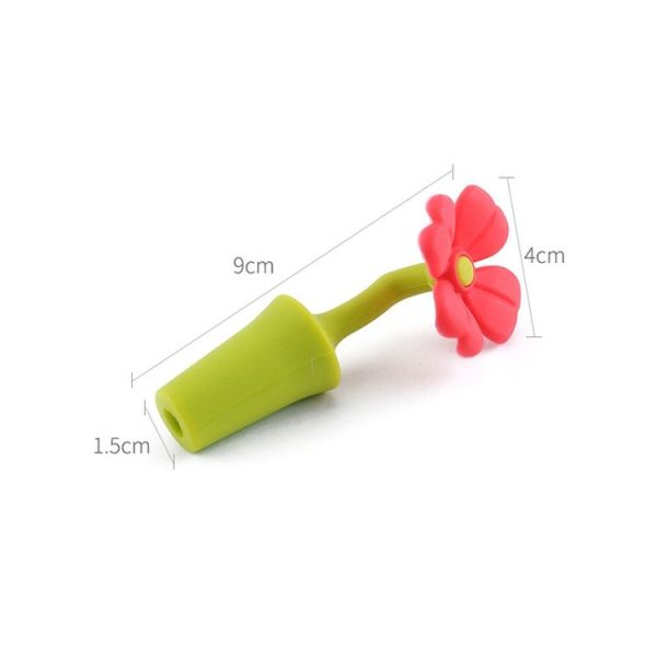 3 PCS Creative Wine Drink Preservation Stopper Flower Silicone Wine Stopper (Red Sun Flower) - Image 3