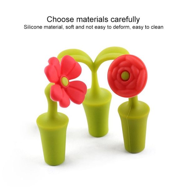 3 PCS Creative Wine Drink Preservation Stopper Flower Silicone Wine Stopper (Red Sun Flower) - Image 4